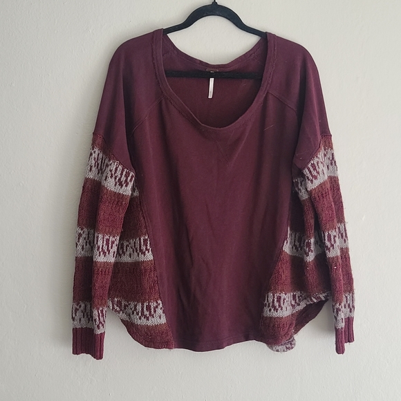 Free People Red Cotton Boyfriend Cardigan - Size M - Picture 3 of 8